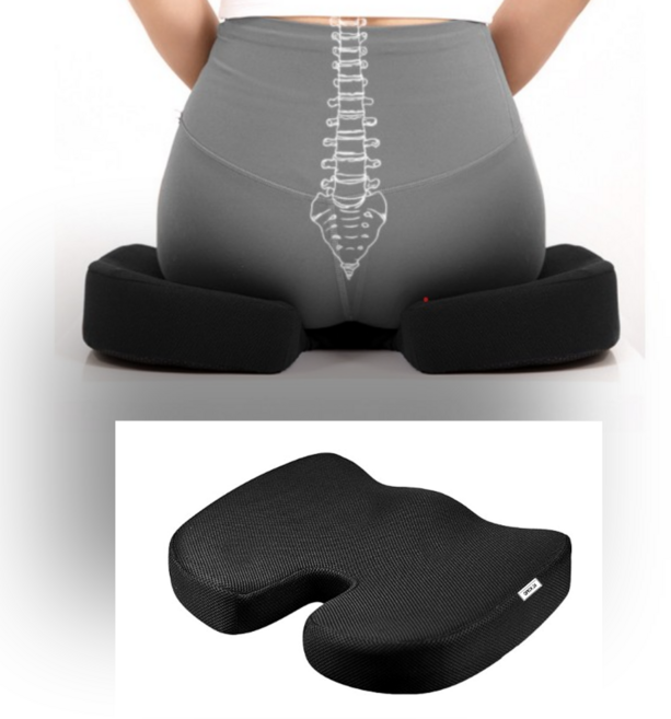 무중력 무하중 메모리폼방석 의자방석 사무용방석 수험생방석 노량진방석 꼬리뼈 허리디스크 치질 임산부 엉덩이 자세교정 체중분산방석, 블랙