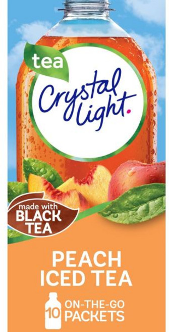 Crystal Light 아이스티 에이드 원액 분말 가루 크리스탈 라이트 무설탕 복숭아 이동용 음료 믹스 10개입, 1개