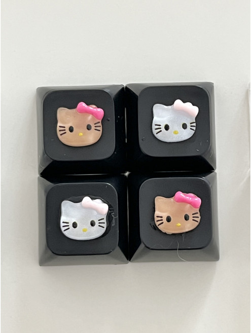 [4pcs+키캡리무버] 고양이 포인트 키캡 키보드 꾸미기 십자축 기계식, 1세트, 블랙