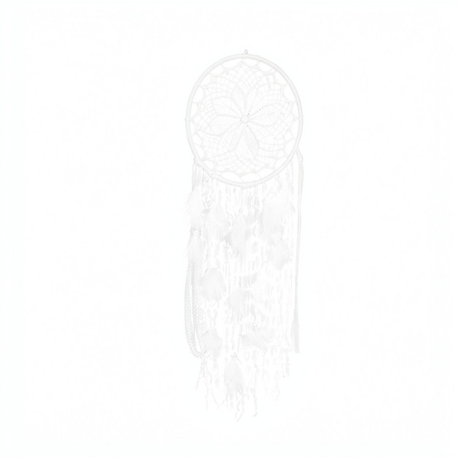 天然羽毛捕夢網掛飾, MS0141白色 30cm, 1件