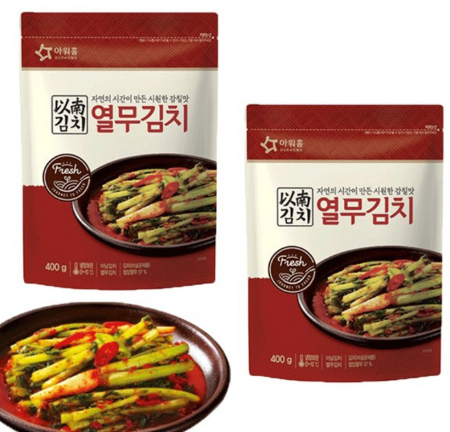 [먹깨비네]아워홈 이남김치 열무김치400g 안심김치, 2개, 400g