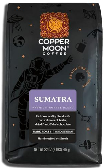 코퍼 문 콜롬비아 블렌드 미디엄 로스트 커피 홀빈 2파운드 Copper Moon Medium Roast Whole Bean Coffee Colombian Blend 2 L, Sumatra Blend 231566 _2 Pound, 0.6513450959239883, 907g, 1개