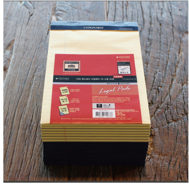 옥스포드노트 리갈패드 A4 노랑 80매 210x297mm, 단품