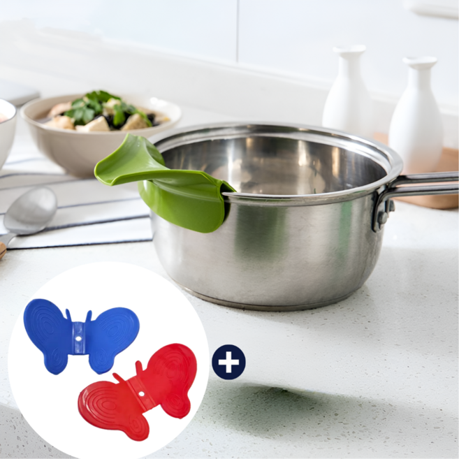 네오셀링 냄비 실리콘 국물 흘림 방지 따르게 주방 자석 손잡이(1+2), 1세트, 따르개 1(색상랜덤) + 손잡이 2(색상랜덤)
