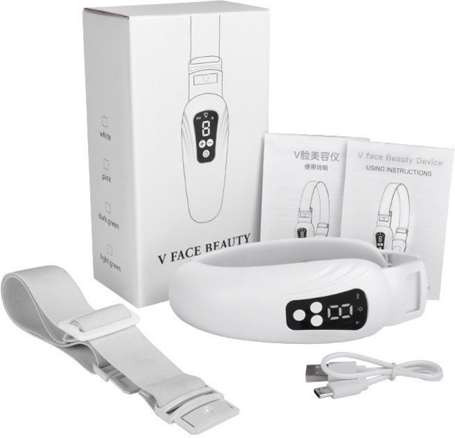 V FACE BEAUTY 微電流V臉儀 震動按摩 小臉提拉緊緻, HY58-白色V臉儀,中文