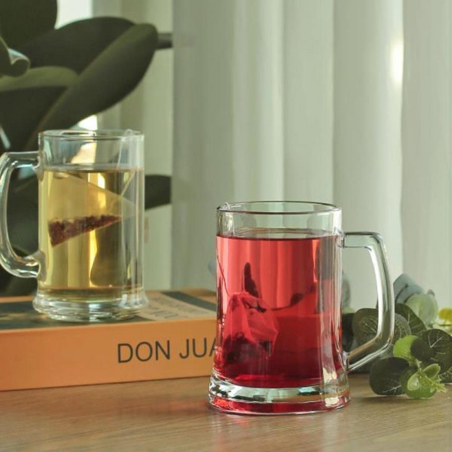 유리맥주잔 심플한맥주잔 맥주컵 집들이선물 비어잔 생맥주 음료수컵 손잡이유리컵 호프집맥주컵 500cc, 1개