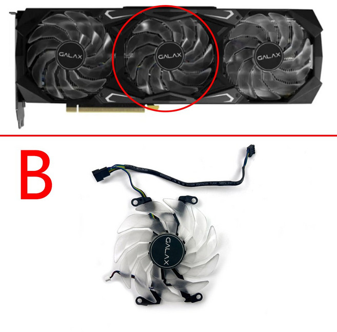 KFA2 GALAX GeForce RTX 3060 3070 3080 Ti SG 1클릭 OC 기능 그래픽 카드 쿨러 팬용 90mm 4핀 냉각, B