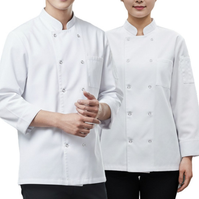 네오 조리복 쉐프복 긴팔상의 진주스냅 똑딱이형단추