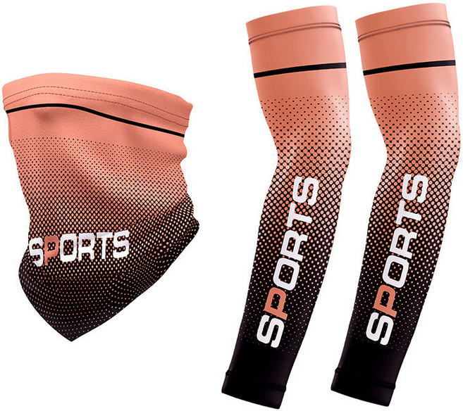 홍시로직 쿨링 팔토시+목토시 세트 남성용 아이스 실크 자외선차단, 1개, 핑크 슬리브+마스크