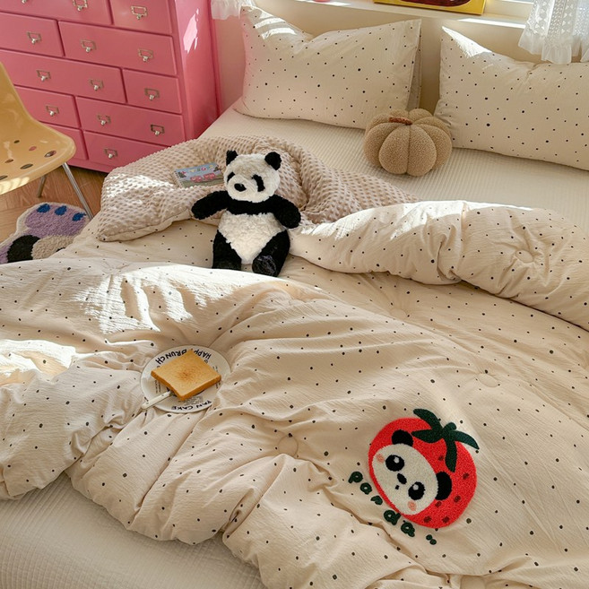 Paissu파이수 겨울 극세사 따뜻한 타월 자수 이불