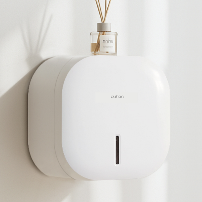 퓨핸 무타공 점보 롤 휴지 케이스 화장지 디스펜서, 03.화이트_(대), 1개