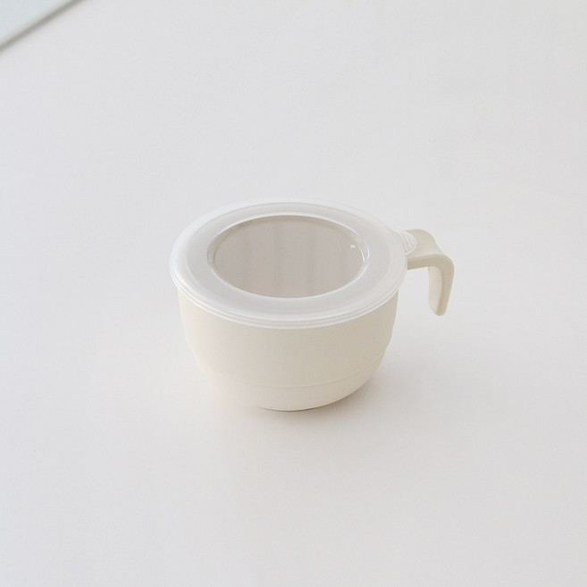 니드 국산 BPA-FREE 무검출 밥공기 손잡이 전자레인지 그릇 볼 (뚜껑 포함), 1개, 아이보리