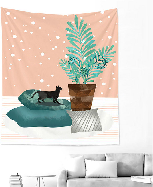 [스테디] 패브릭포스터 40종 감성 그림 거실 벽가리개 바다 풍경 행잉 태피스트리, 28.고양이4