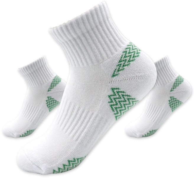 윌리엄리 여성 스포츠 도톰양말 바닥포인트 3켤레, 화이트+그린, 1개