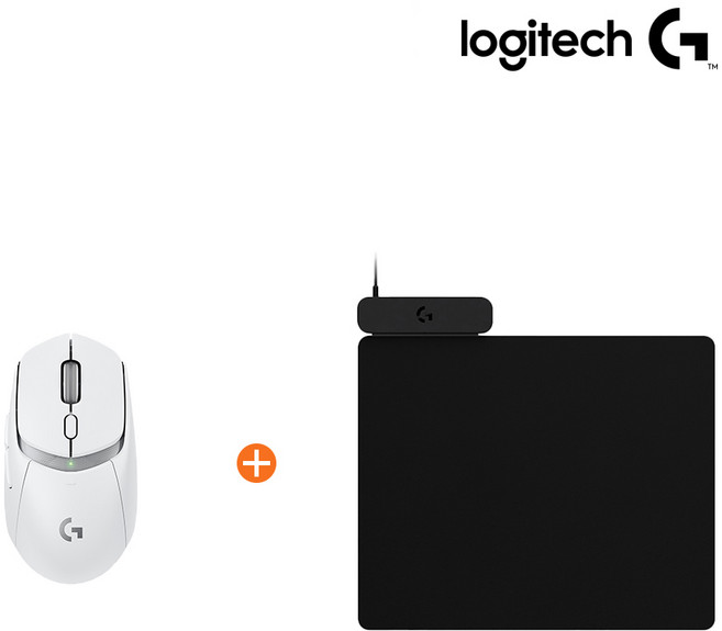 로지텍코리아 G309 LIGHTSPEED + POWERPLAY 2 무선충전패드, 마우스 화이트 + 파워플레이 2