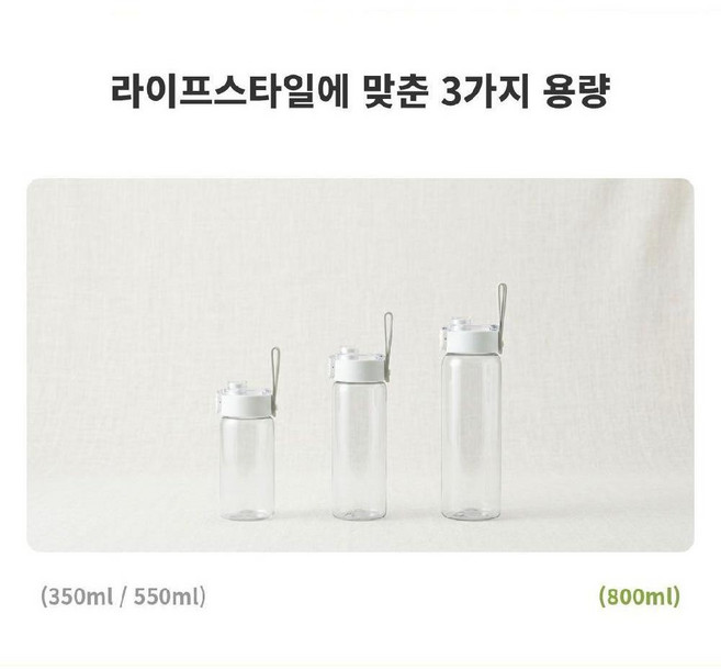 무인양품 정품 클리어 머그 보틀 물병 3종 KIFFJOIT, 1개, 350ML