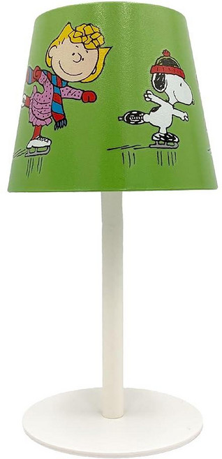 Mark Feldstein Peanuts Gang 홀리데이 스케이팅 충전식 터치 테이블 램프 그린 22.9cm(9인치), Mark Feldstein, Peanuts Gang 홀