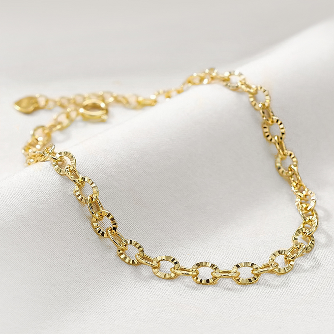 주리에떼 14K 18K 여성 데일리 심플 샤밍 체인 금 팔찌