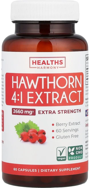 Healths Harmony 산사나무 4:1 추출물 2 660mg 캡슐 60정 Harmony (헬스 하모니), Healths Harmony, 산사나무 4:1 추출물,, 1개 - 쿠팡