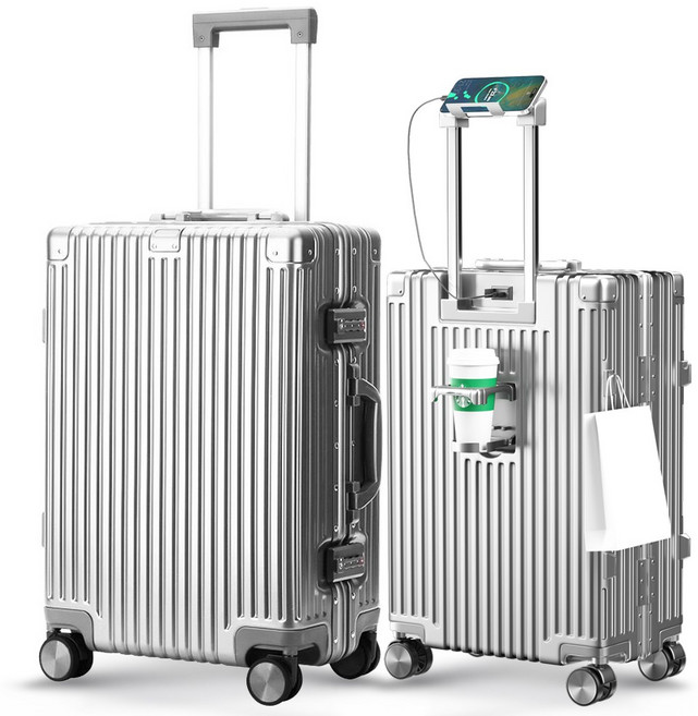 [5년AS] 다기능 경량 캐리어 방수 알루미늄 프레임 기내용 여행가방 USB 충전포트 360도 저소음 휠 20인치24인치28인치 중대형 하드 여행용 캐리어