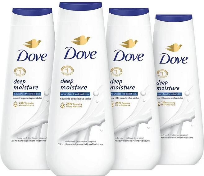 Dove Body Wash Deep Moisture 딥 모이스처 건성피부 보습 바디워시 591ml x4팩 - 쿠팡