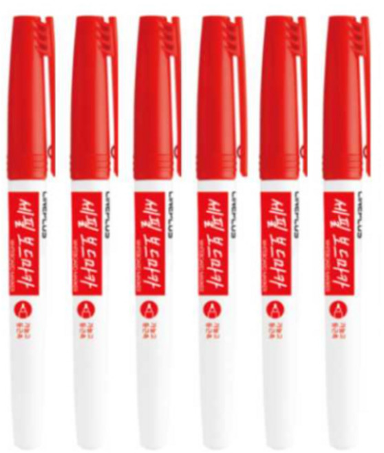 라인플러스 / 세필 보드마카 / 가늘고 둥근닙 2mm / 화이트보드마카 세필마커 보드마커 세필보드마카검정 세필모드마카3색 세필보드마카 보드마카세필, 6개, 빨강색