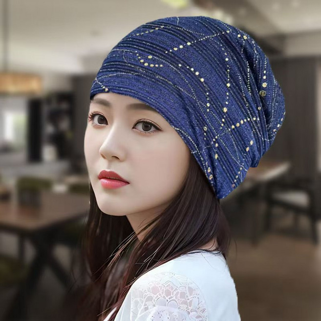 봄 여름 가을 얇은 큐빅 비즈 엄마 비니 모자 두건