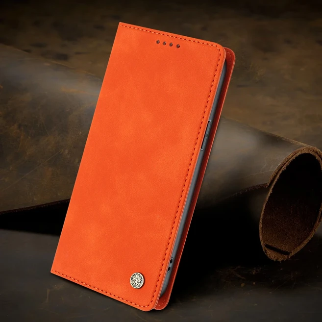 모토로라 MOTO Edge 70 60 Pro 50 Fusion 40 Neo G100 G Play 케이스용 가죽 마그네틱 지갑형 플립 폰 커버, 19 Moto Edge 70, 04 오렌지