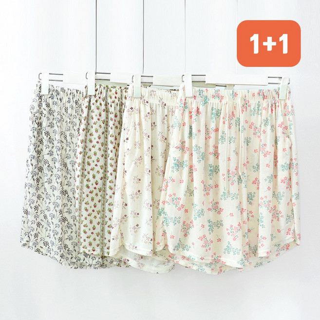 지오벤투 1+1 쿨링 꽃무늬 3부 반바지 여름 잠옷팬츠