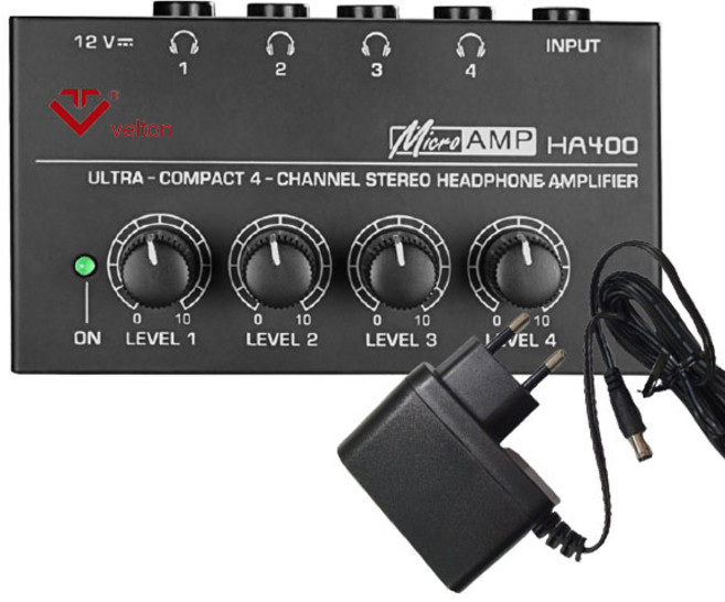 (주)승원전자 VTHA-400 헤드폰 분배기 헤드폰 믹서 컴팩트 사이즈 개별볼륨조절 가능, HA400 헤드폰분배기