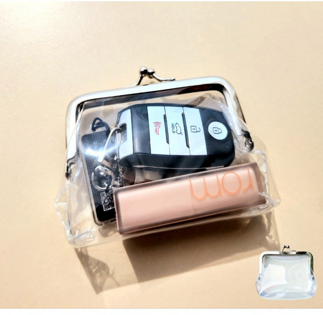 EasyHomey 클리어 투명 지갑 파우치 똑딱 비닐 최화정 동전 소지품 지갑