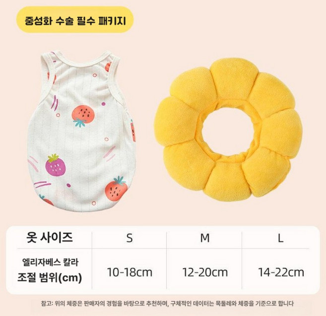 디디닷 고양이환묘복 긁기 중성화옷 고양이옷 통기성 여름, M [추천 2.5-4kg], 1g, (패키지세트)딸기세트, 1