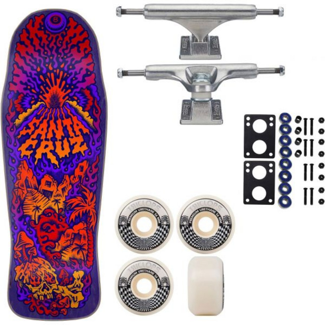 TGM Skateboards 산타크루즈 올드 스쿨 스케이트보드 완성 - 슬래피 반전 중공 트럭과 트리클롭스 56mm 99A 휠이 있는 에릭 윈코프스키 화산 데크, TGM Skateboards 산타크루즈 올드 스쿨 스케