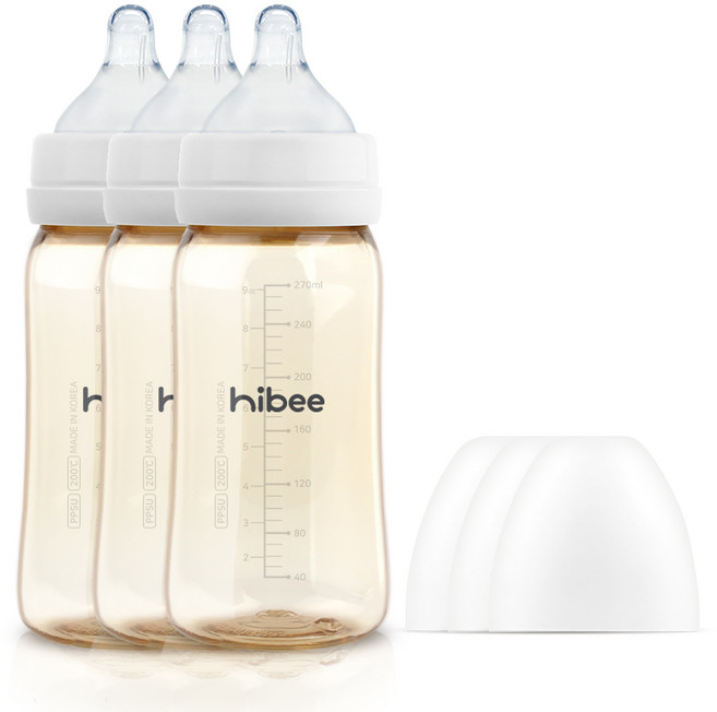하이비 PPSU 배앓이방지 젖병 270ml 트리플팩, 베이직/M(3개월이상), 화이트, 1세트