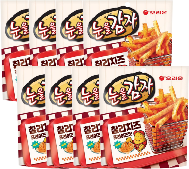 오리온 눈을감자 칠리치즈 프라이즈 스낵, 96g, 8개