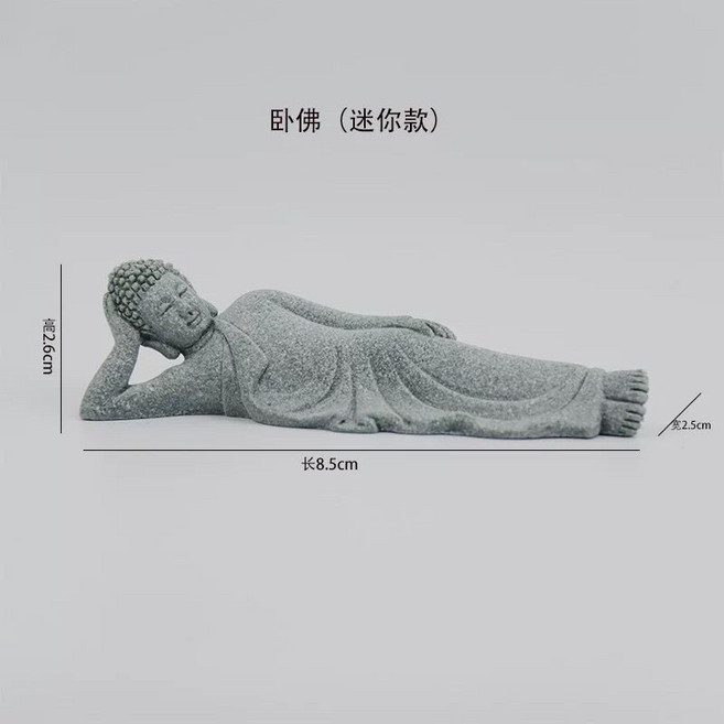 貝貝 青砂石小沙彌擺件 側躺小佛 佛像擺飾 禪意茶寵, 侧躺小佛