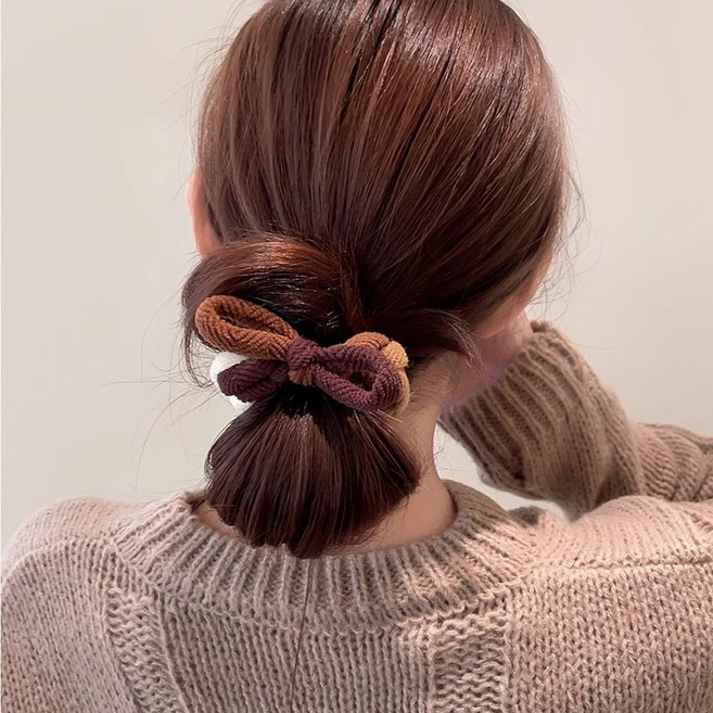 미즈코스 짱짱 매듭 머리끈 두꺼운 헤어끈 포니테일 리본 포인트 고무밴드