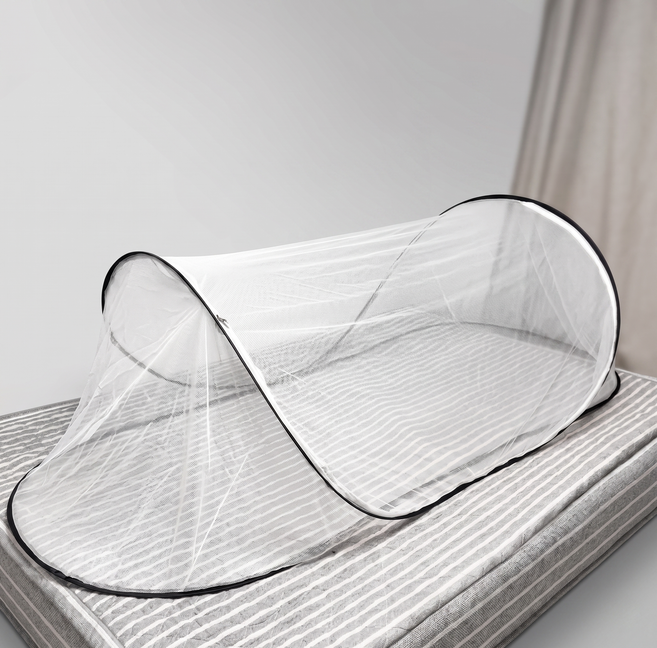 원터치 1인용 모기장 1인 침대 모기장 캠핑용 휴대용 여행용 접이식 모기장 텐트, 블랙