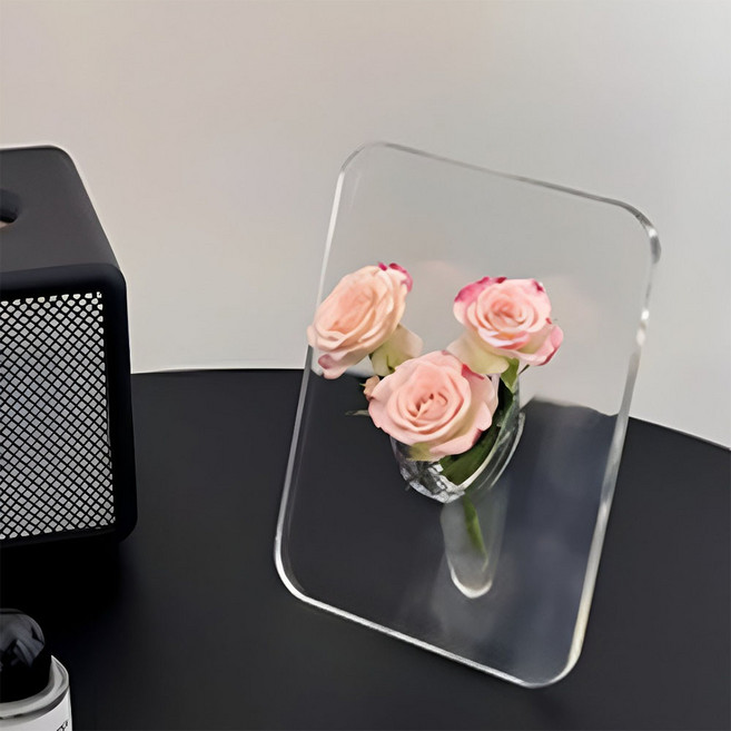 리빙코어 아크릴 액자형 꽃병 인테리어 깨지지 않는 심플한 미니 화병, 투명