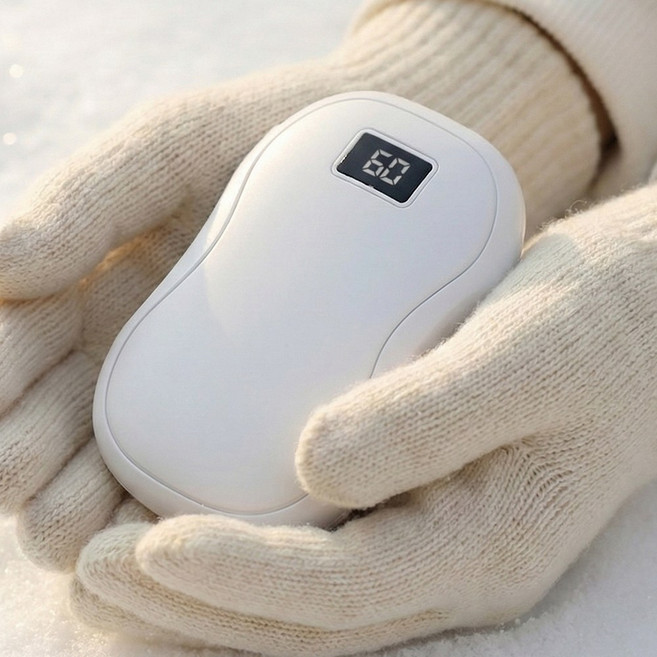 아이킨 충전식 손난로 보조배터리 전기 5000mAh 전자 휴대용 USB 핫팩, 화이트