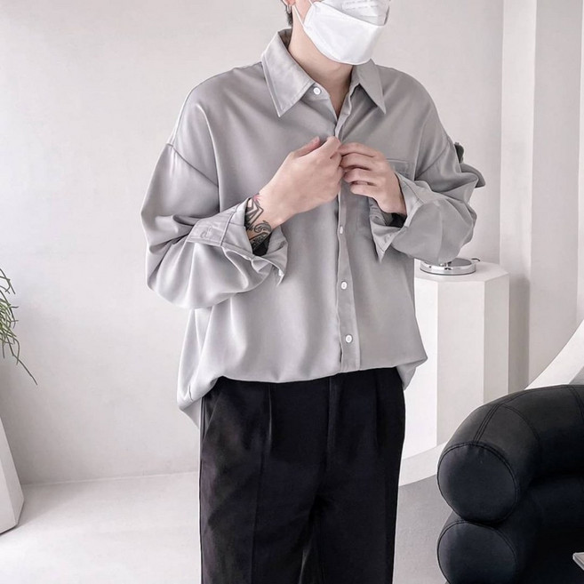 【OPB】抗皺 襯衫寬大版型 口袋 長襯 慵懶感 親膚 微正裝 韓國 情侶 男女皆可 韓系穿搭 休閒