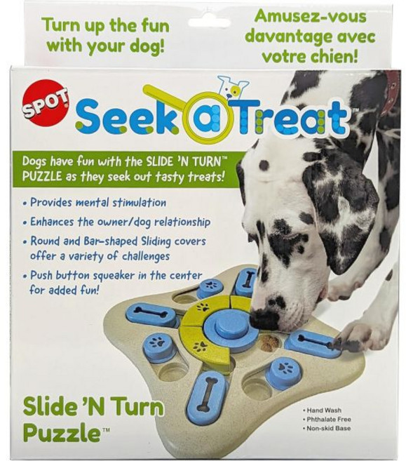 스팟 시크 어 트릿 슬라이드 앤 턴 퍼즐 소형 중형 및 대형 스마트 강아지와 고양이를 위한 인터랙티브 장난감 삑삑이 소리 지능 개발 정신적 자극 훈련 지루함 해소용 288300
