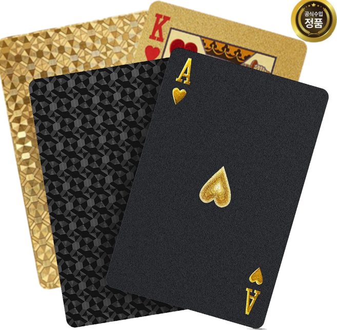 애즐토즈(A 플러스 Toys) [전용 케이스 포함] <1+1> 블랙 트럼프 + 24K 럭셔리골드 트럼프카드 ( 총 2개 방수 다이아몬드 패턴), 1개