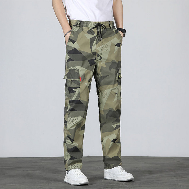페이준 남자 여름 스판 카모 바지 와이드 일자 현장 작업 내마모 작업복 카고 바지 BF3644
