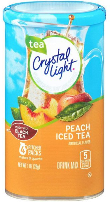 Crystal Light 아이스티 에이드 원액 분말 가루 크리스탈 라이트 복숭아 차 음료 믹스 16 피처 팩 4 개의 용기, Crystal Light 아이스티 에이드 원액 분말 가