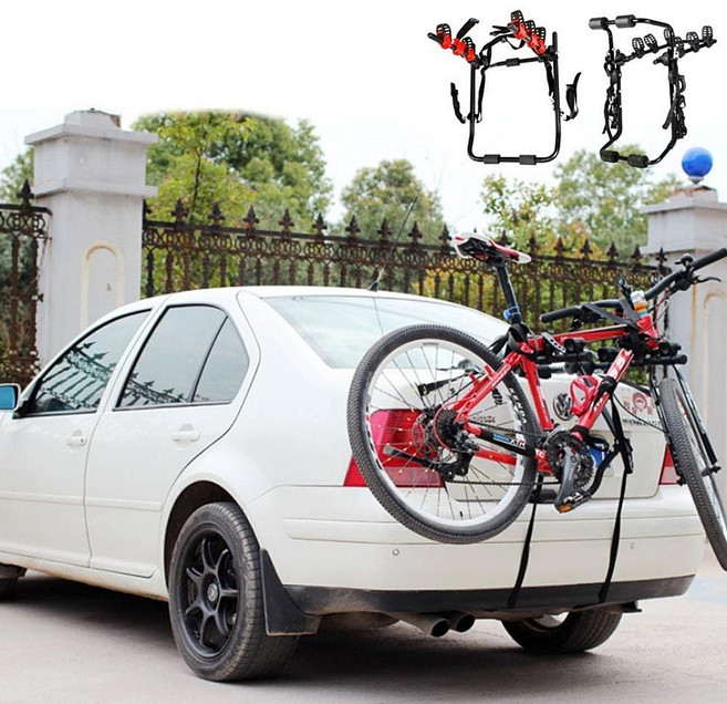 차량용 3단 자전거캐리어 후미형 뒷걸이 거치대, 1개, 레드