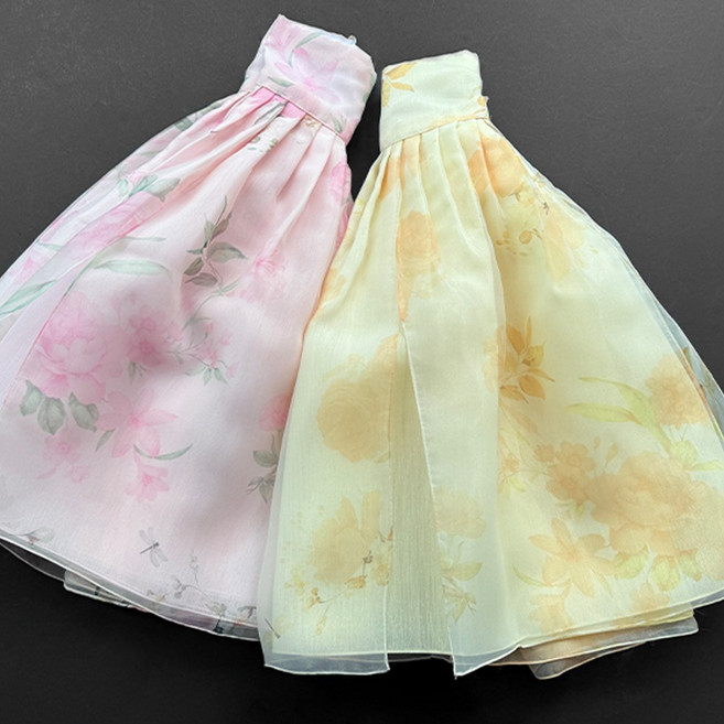 서효가란 갈래 한복 치마 단품 (2-5호) 유아 어린이 나염 꽃 고급 전통