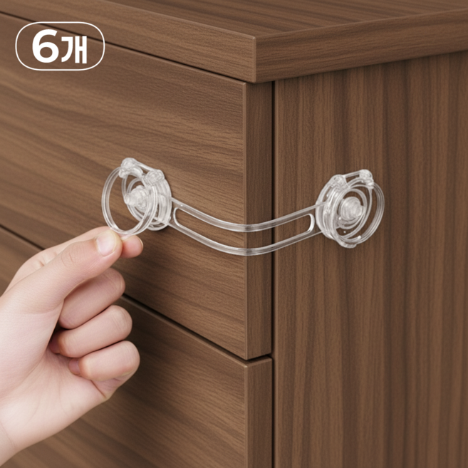 선리프 간편 부착 깔끔 제거 다용도 안전 잠금장치, 6개, 투명
