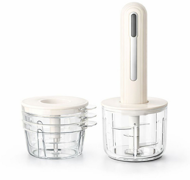 예스이 원터치 무선 전동 멀티 마늘 고기 야채 다지기 풀세트, 화이트