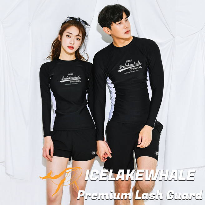 [Y Object] 남자 여자 커플 래쉬가드 수영복 세트(상의+하의) 성인 중학생 래쉬가드세트 성인 래쉬가드 블랙화이트
